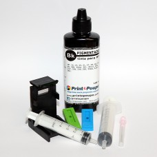 Kit Recarga para tinteiros HP 21, 27, 56, 336, 337 338, 339 e 350 normal ou XL Preto Pigmentado 100 ml