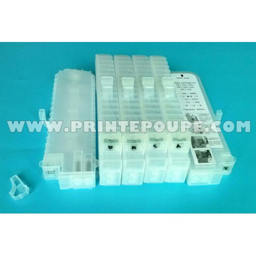 Tinteiros recarregáveis PFI-107 CANON com 6 tinteiros  + chips permanentes - 260 ml/tinteiro
