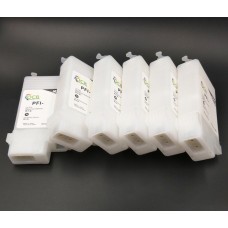 Tinteiros recarregáveis PFI-107 CANON com 6 tinteiros  + chips permanentes - 130 ml/tinteiro