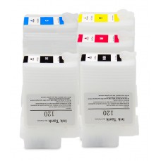 Tinteiros recarregáveis PFI-120 ou  PFI-320 CANON com 5 tinteiros  + chips permanentes - 130 ml/tinteiro