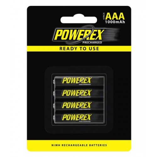 Conjunto 4 pilhas AAA 1000 mAh recarregáveis Powerex Pré-carregadas