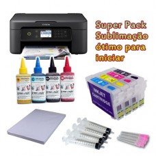 Pack starter impressora sublimação: Epson XP-4150 + 4 tintas sublimação + tinteiros recarregáveis + papel sublimático