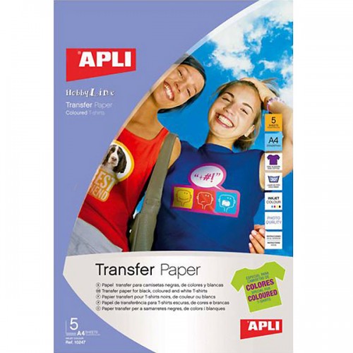Papel Transfer A4 APLI para todas as cores de tecidos