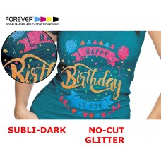 Papel Forever Subli-Dark (No-Cut) Glitter A4, para algodão e poliéster com cores escuras