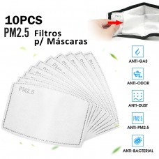 Conjunto de 10 Filtros pm 2.5 p/ Máscara Reutilizável c/  5 Camadas de Proteção 9,6 x 7 cm