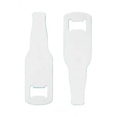 Abre Garrafas em Aço Inox, lacado de branco, formato garrafa, para sublimação 136 x 38 x 2 mm