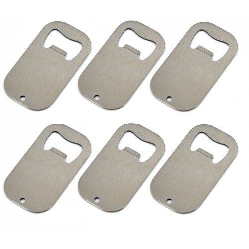 Pack 6 Abre garrafas em Aço Inox 70 x 38 mm para sublimação