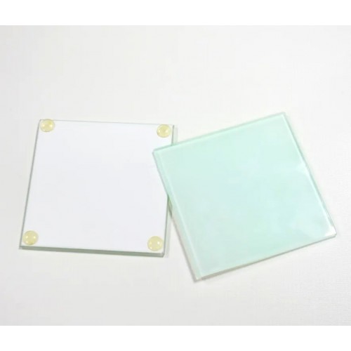 Base para copos quadrada em vidro temperado para sublimação 10 x 10 cm