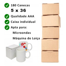 Pack 180 Canecas Sublimação Branca Qualidade Premium AAA+ + Caixa individual