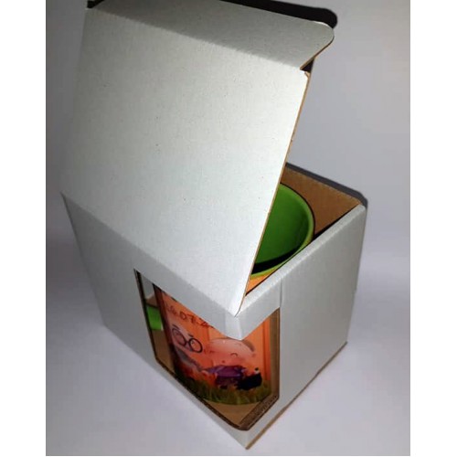 Caixa branca em cartão COM janela para canecas de 11oz (330 ml)