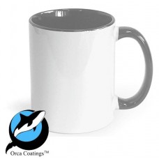 Caneca em cerâmica para sublimação, com interior e pega Cinzento