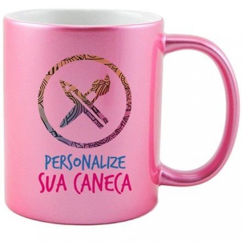 Caneca ROSA brilhante em cerâmica para sublimação