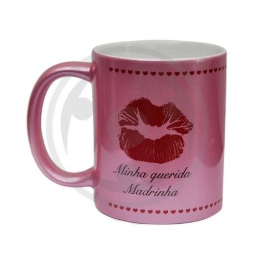 Caneca ROSA brilhante em cerâmica para sublimação