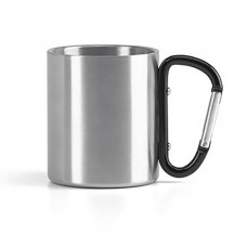Caneca em Aço Inox 300 ml com Alça de Mosquetão Preto para Sublimação