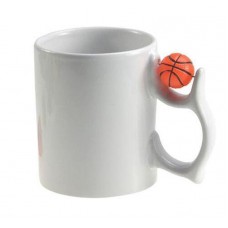 Caneca Branca 11oz com Bola de Basquetebol sobre a asa para sublimação