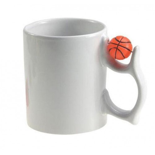 Caneca Branca 11oz com Bola de Basquetebol sobre a asa para sublimação