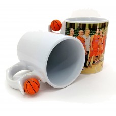 Caneca Branca 11oz com Bola de Basquetebol sobre a asa para sublimação
