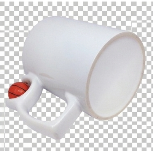 Caneca Branca 11oz com Bola de Basquetebol sobre a asa para sublimação