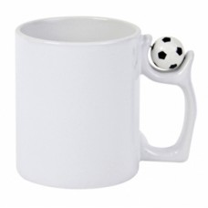 Caneca Branca 11oz com Bola de Futebol sobre a asa para sublimação