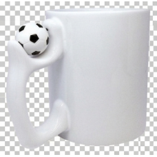 Caneca Branca 11oz com Bola de Futebol sobre a asa para sublimação
