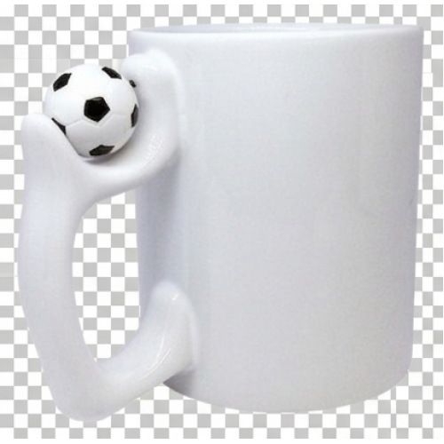 Caneca Branca 11oz com Bola de Futebol sobre a asa para sublimação