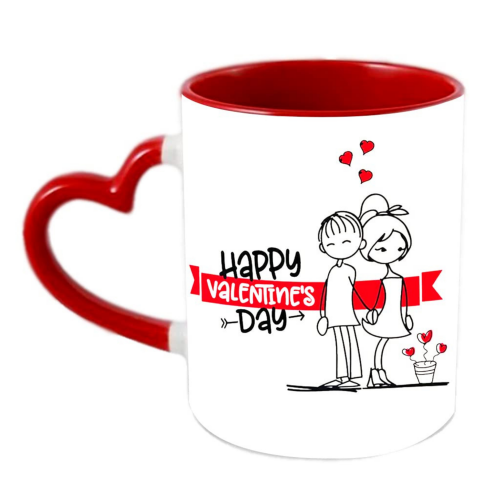 Caneca com Interior e Asa em Coração Vermelho para Sublimação
