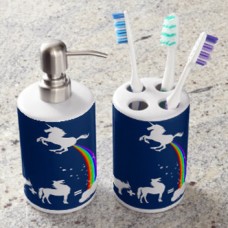 Dispensador de sabonete líquido e suporte para escovas de dentes em cerâmica para sublimação
