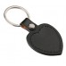 Porta-chaves em couro preto e metal, forma coração para sublimação