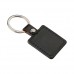 Porta-chaves em couro preto e metal, forma quadrada para sublimação