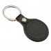 Porta-chaves em couro preto e metal, forma Redonda para sublimação