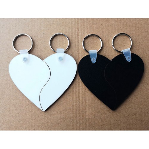 Conjunto de 2 Porta-chaves em MDF formando um coração para sublimação