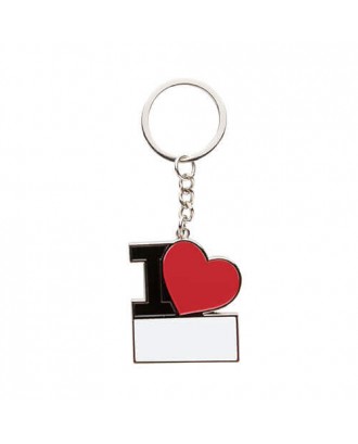 Porta-chaves em metal "I Love ...." a personalizar por sublimação