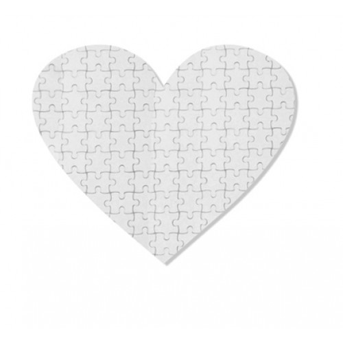 Puzzle branco com a forma de coração para sublimação 19 x 19 cm - 75 peças