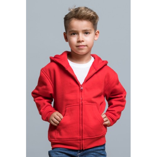 Sweatshirt Criança c/ Capuz e Fecho 290gr, 35% Algodão + 65% Poliéster