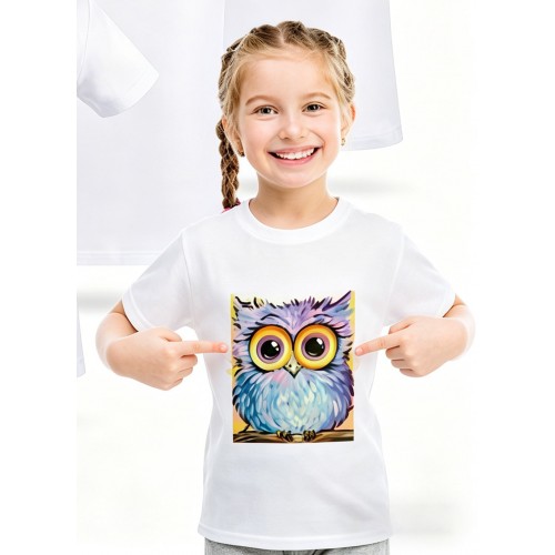 T-shirt Criança c/ Grande Opacidade em Poliéster Branco e Toque Algodão para Sublimação, 180 gr. Unisexo