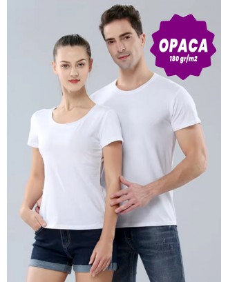 T-shirt c/ Grande Opacidade em Poliéster Branco e Toque Algodão para Sublimação, 180 gr. Unisexo