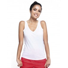 T-Shirt Senhora com Alças e Decote em V para Sublimação - Toque Algodão - 100% Poliéster