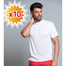 Pack x10 T-Shirt Homem para Sublimação - Toque Algodão - 100% Poliéster