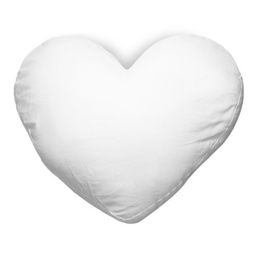 Capa para almofada, branco, em Cetim, formato de Coração com ziper 40 x 40 cm para sublimação