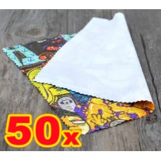 Pack 50 Panos de limpeza para Óculos em microfibra sublimável 17 x 14 cm