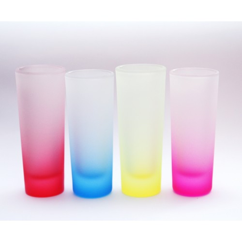 Copo tipo shot, degradê com efeito gelado, para sublimação