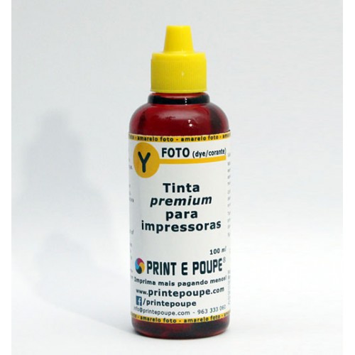 Tinta Premium p/ HP, tinteiros 17, 22, 23, 28, 40, 41, 49, 57, 78, 342, 343, 344 e 351. Amarelo.