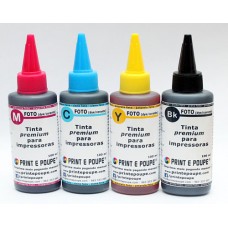 Conjunto Tintas Premium p/ Epson, tinteiros 664 - séries Ecotank ET e L (Preto, Magenta, Amarelo e Ciano). 4 x 100 ml