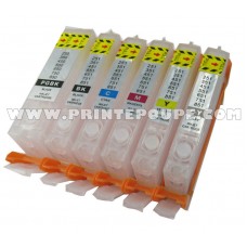 Tinteiros recarregáveis p/ CANON com 6 tinteiros PGI-550 BK, CLI-551 C / M / Y / K / GY