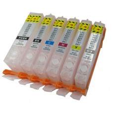 Tinteiros recarregáveis p/ CANON com 6 tinteiros PGI-550 BK, CLI-551 C / M / Y / K / GY