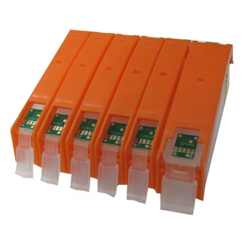 Tinteiros recarregáveis p/ CANON com 6 tinteiros PGI-550 BK, CLI-551 C / M / Y / K / GY