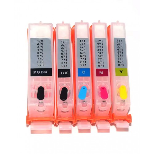 Tinteiros recarregáveis p/ CANON com 5 tinteiros PGI-550 BK, CLI-551 C / M / Y / K