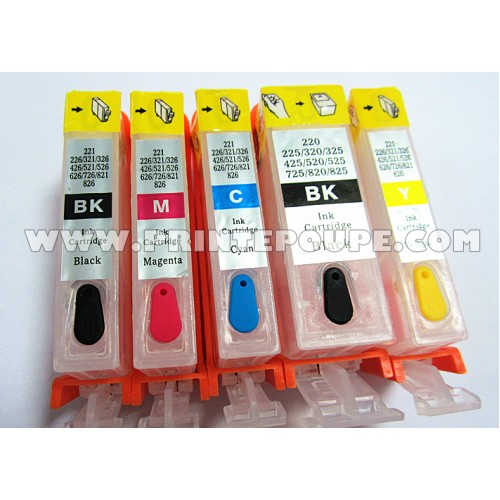 Tinteiros recarregáveis p/ CANON com 5 tinteiros PGI-580 BK, CLI-581 C / M / Y / K