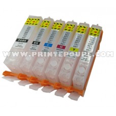 Tinteiros recarregáveis p/ CANON com 6 tinteiros PGI-570 BK, CLI-571 C / M / Y / K / GY