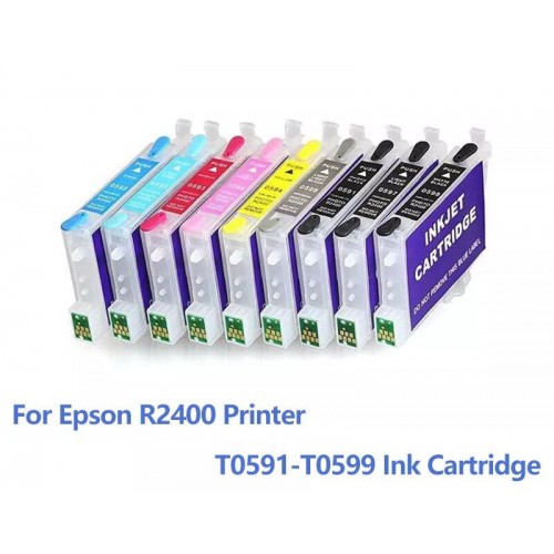 Tinteiros recarregáveis p/ Epson série T0591-9 (Lírio) R2400 (8 tinteiros)